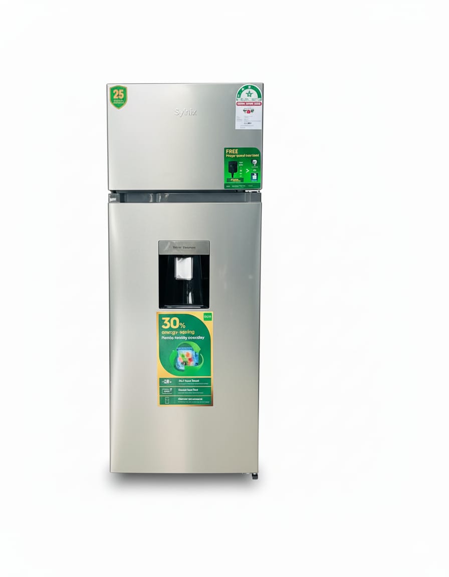 Syinix 210L Fridge with Water Dispenser  Energy Star Silver Grey FD275BF03WK