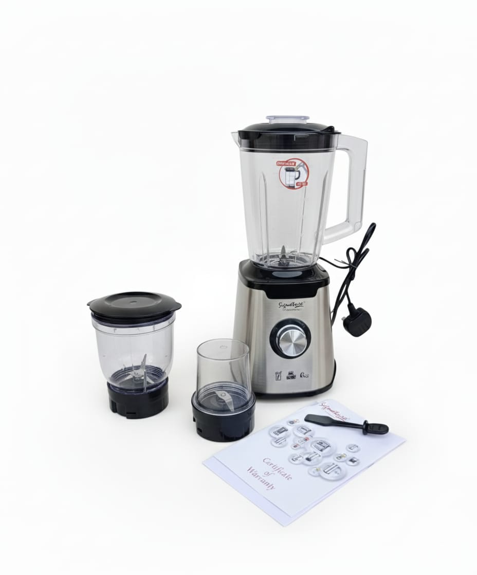 Signature SG-B809 3-in-1 Blender with Chopper and Grinder  450W Stainless Steel Blades Safety Switch